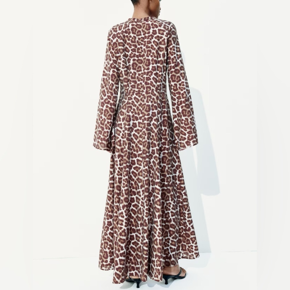 H&M Brown Animal Print Maxi Dress - Picture 3 of 16